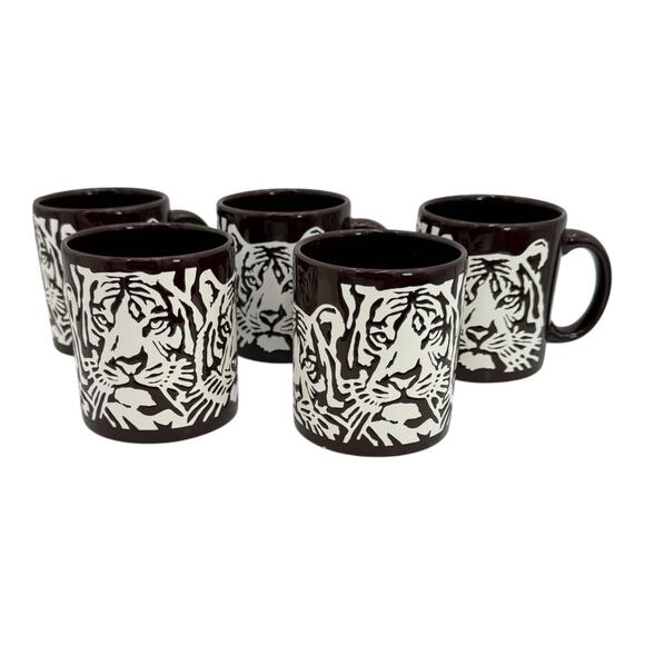 Waechtersbach West Germany Ceramic Mug Brown With Tigers Tiger READ DESCRIPTION - Picture 1 of 11